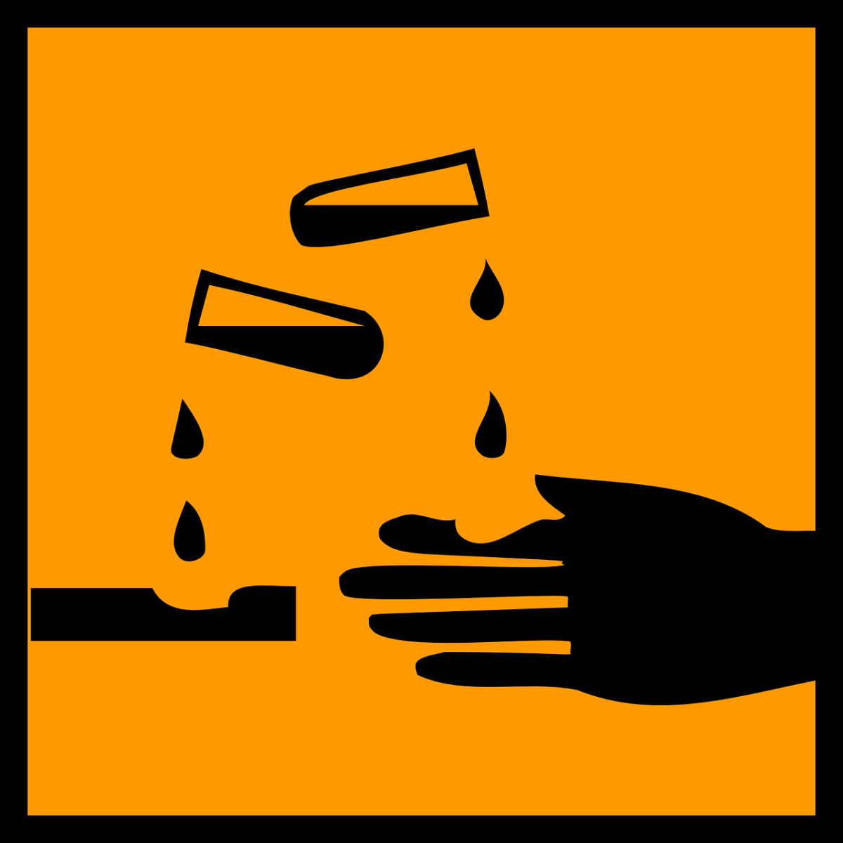 Gefahrenzeichen ätzend korrosiv, Herkunft Pixabay